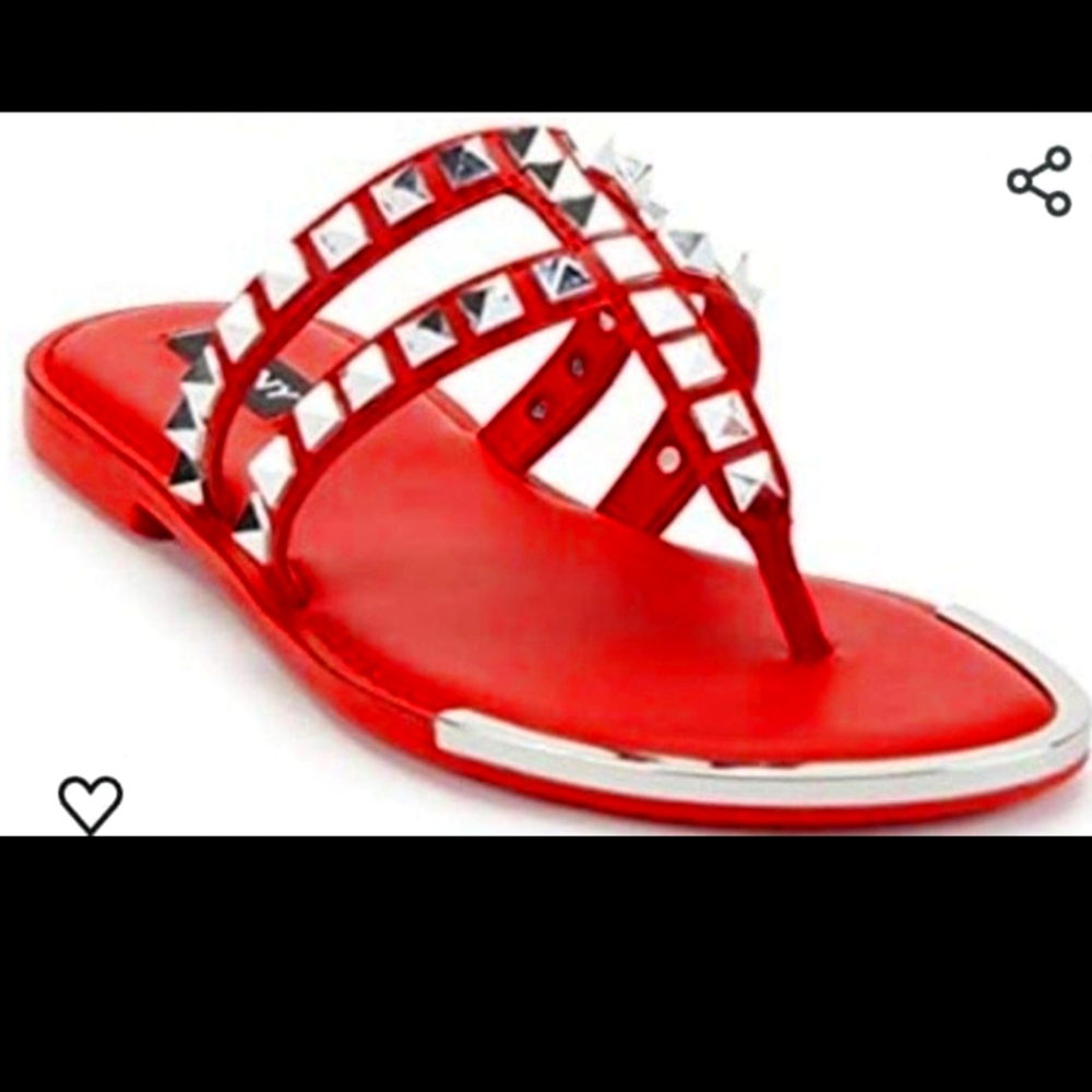 DKNY Red Sandals with Silver Accents Size 8